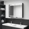 Armario de baño con espejo LED gris brillante 80x12x68 cm