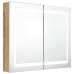 Armario de baño con espejo LED blanco y roble 80x12x68 cm