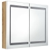 Armario de baño con espejo LED blanco y roble 80x12x68 cm