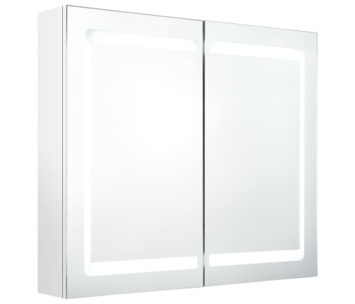 Armario de baño con espejo LED blanco brillante 80x12x68 cm