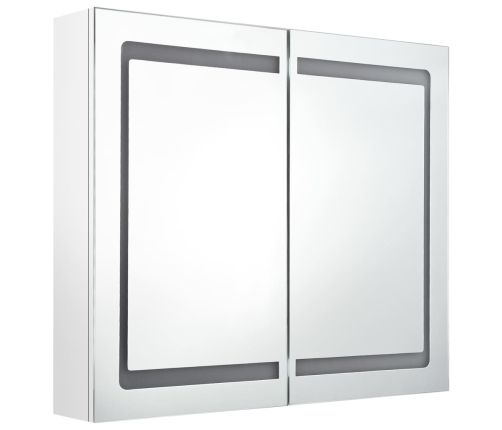 Armario de baño con espejo LED blanco brillante 80x12x68 cm