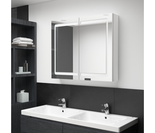 Armario de baño con espejo LED blanco brillante 80x12x68 cm