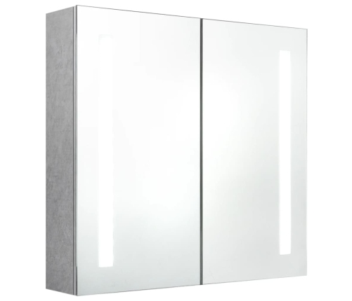 Armario de baño con espejo LED gris hormigón 62x14x60 cm