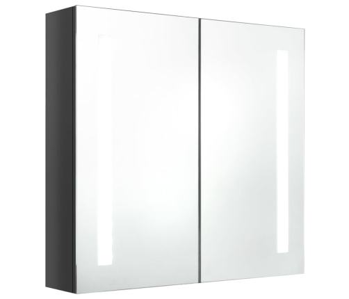 Armario de baño con espejo LED gris brillante 62x14x60 cm