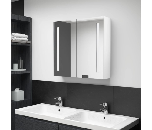 Armario de baño con espejo LED blanco brillante 62x14x60 cm