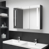 Armario de baño con espejo LED negro brillante 89x14x62 cm