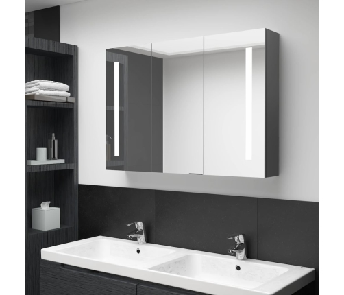 Mueble de baño con espejo LED 89x14x62 cm