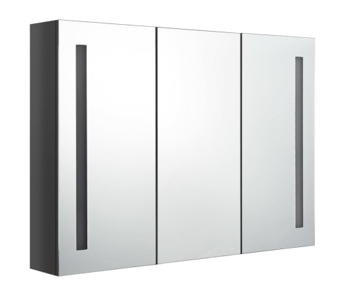 Mueble de baño con espejo LED gris brillante 89x14x62 cm