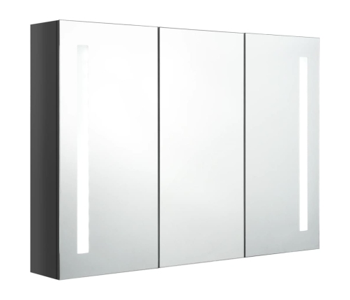 Mueble de baño con espejo LED gris brillante 89x14x62 cm