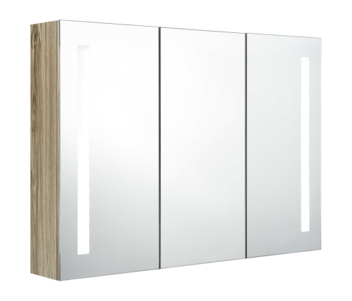 Mueble de baño con espejo LED color roble 89x14x62 cm