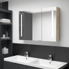 Mueble de baño con espejo LED color roble 89x14x62 cm