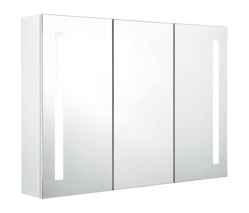 Mueble de baño con espejo LED blanco brillante 89x14x62 cm