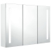 Mueble de baño con espejo LED blanco brillante 89x14x62 cm