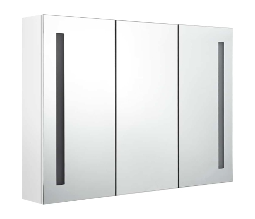 Mueble de baño con espejo LED blanco brillante 89x14x62 cm