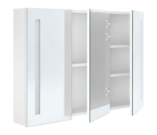 Mueble de baño con espejo LED blanco brillante 89x14x62 cm