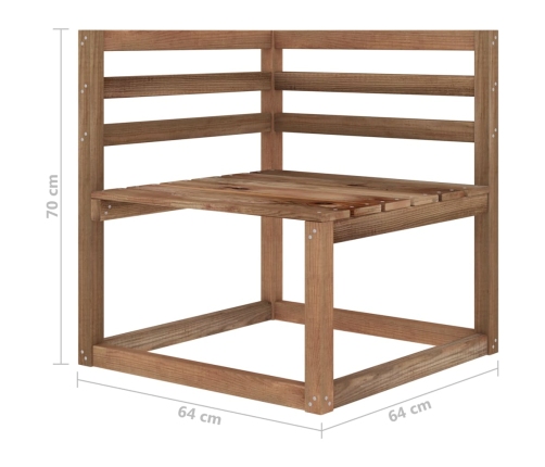 Sofás de esquina de palés jardín 2 uds pino impregnado marrón