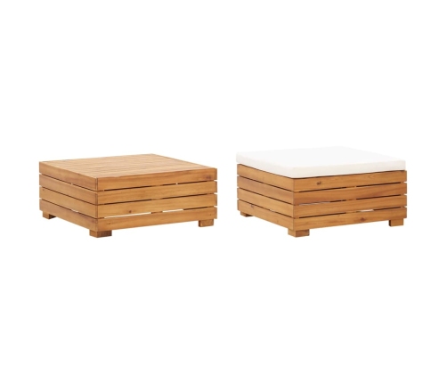 Set de mesa y reposapiés de jardín cojín madera maciza acacia