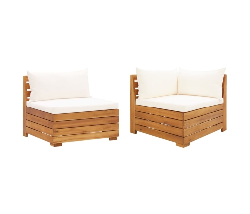 Muebles de jardín 2 piezas con cojines madera maciza de acacia