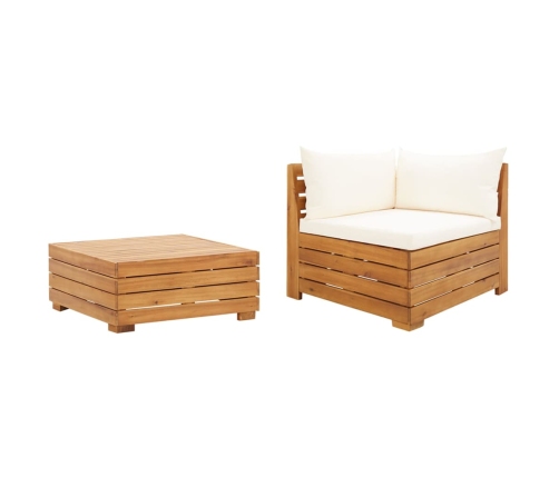 Muebles de jardín 2 piezas con cojines madera maciza de acacia