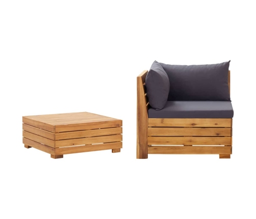 Muebles de jardín 2 piezas con cojines madera maciza de acacia