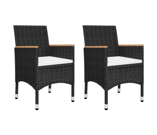 Juego de comedor de jardín de 3 piezas negro