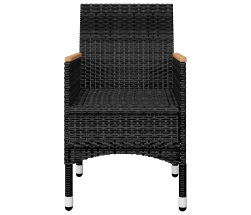 Juego de comedor de jardín de 3 piezas negro