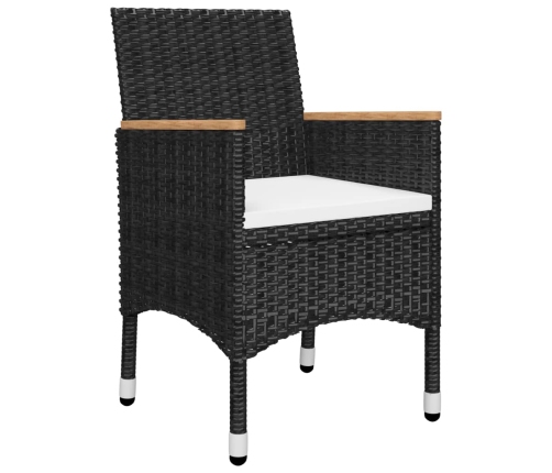 Juego de comedor de jardín de 3 piezas negro