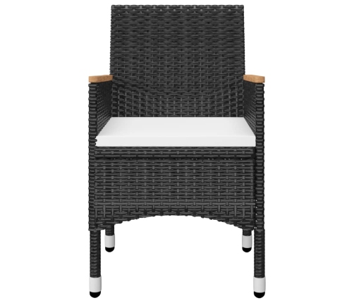 Juego de comedor de jardín de 3 piezas negro