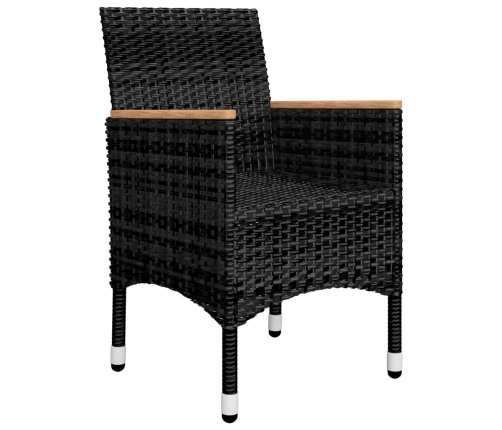 Juego de comedor de jardín de 3 piezas negro