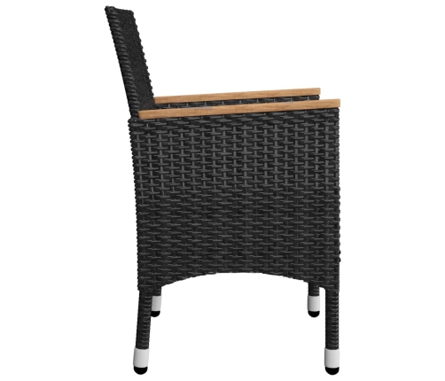 Juego de comedor de jardín de 3 piezas negro