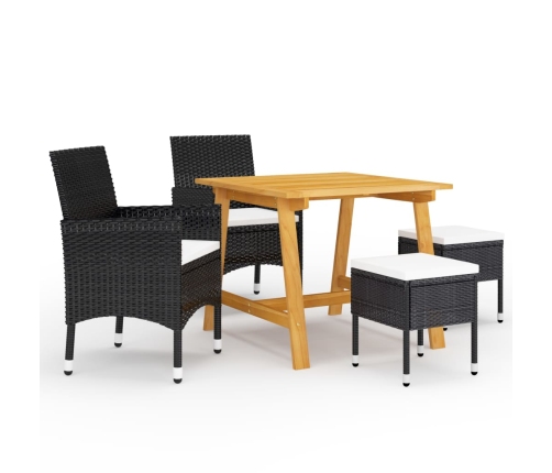 Juego de comedor de jardín de 5 piezas negro