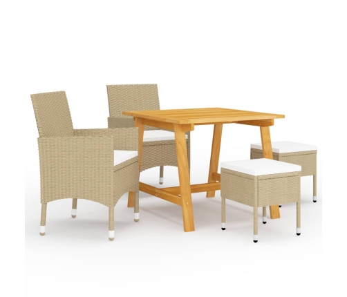 Juego de comedor de jardín de 5 piezas beige