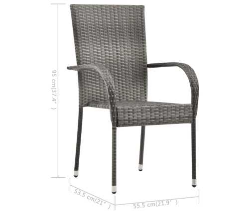 Juego de comedor para jardín 3 piezas gris