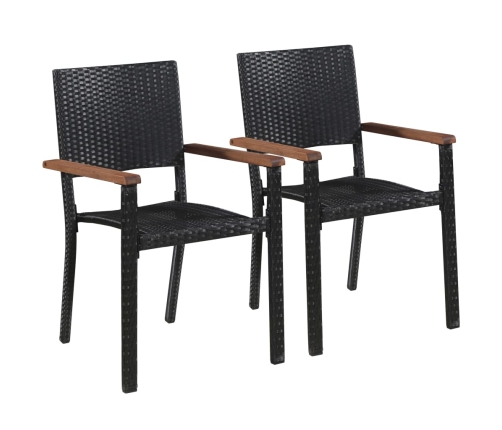 Juego de comedor para jardín 3 piezas negro