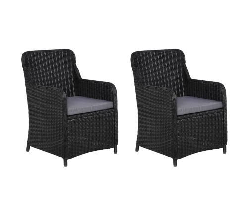 Juego de comedor para jardín 3 piezas negro