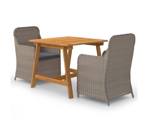 Juego de comedor para jardín de 3 piezas marrón