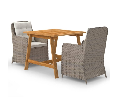 Juego de comedor para jardín de 3 piezas marrón