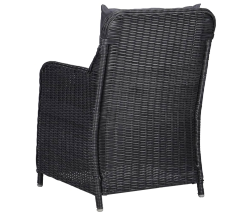 Juego de comedor para jardín 3 piezas negro
