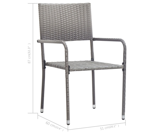 Juego de comedor para jardín 3 piezas gris