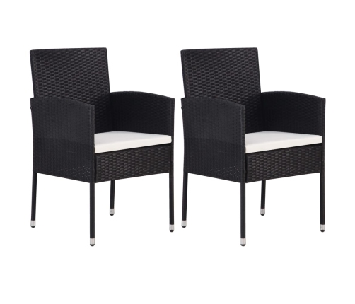 Juego de comedor para jardín 3 piezas negro