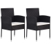 Juego de comedor para jardín 3 piezas negro