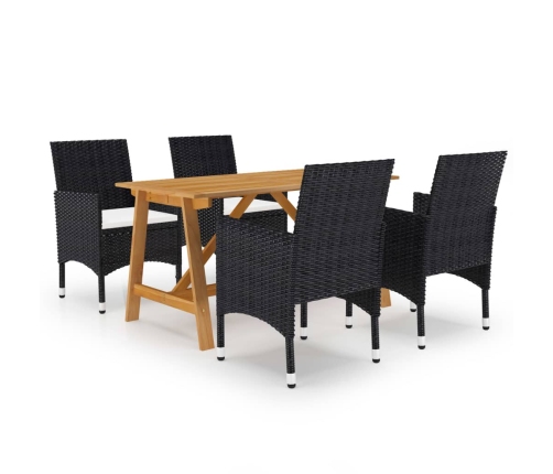 Juego de comedor de jardín de 5 piezas negro