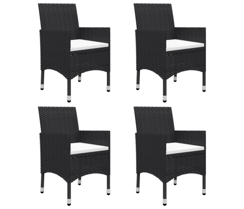 Juego de comedor de jardín de 5 piezas negro