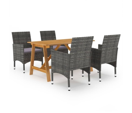 Juego de comedor para jardín de 5 piezas gris