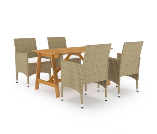 Juego de comedor para jardín de 5 piezas beige