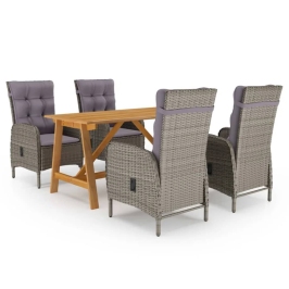 Juego de comedor para jardín 5 piezas gris