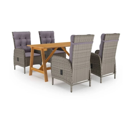 Juego de comedor para jardín 5 piezas gris