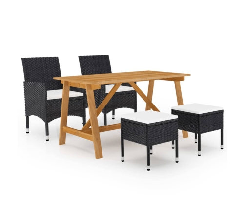Juego de comedor de jardín de 5 piezas negro