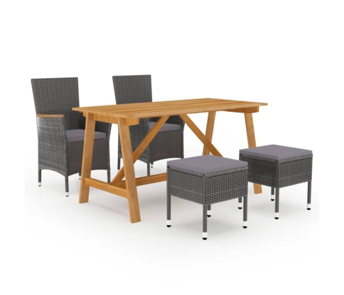 Juego de comedor de jardín de 5 piezas gris