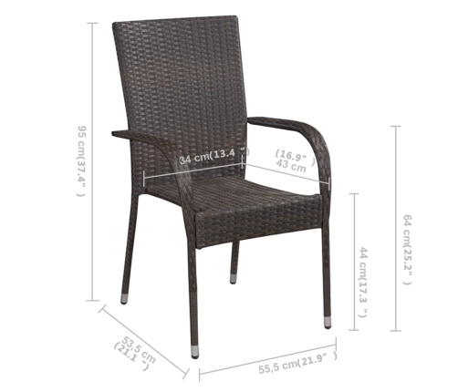 Juego de comedor para jardín 5 piezas marrón